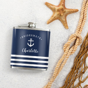 Personalized Nautical "Bridesmate" Bridesmaid Hip Flask