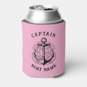 Personalized Nautical Captain Boat Name Anchor Can Cooler