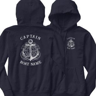 Personalized Nautical Captain Boat Name Anchor     Hoodie