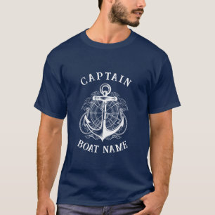 Personalized Nautical Captain Boat Name Anchor T-Shirt
