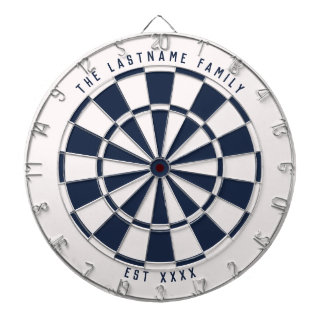 Personalized Nautical Navy Blue and White Dartboard