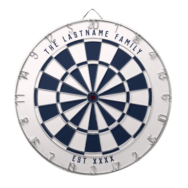 Personalized Nautical Navy Blue and White Dartboard (Front)