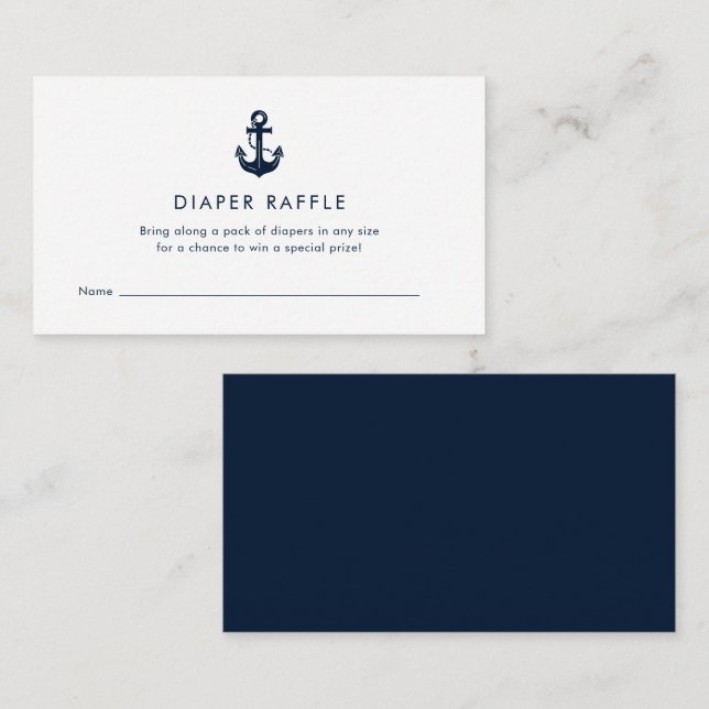 Personalized Nautical Shower Games Diaper Raffle Enclosure Card (Front/Back)