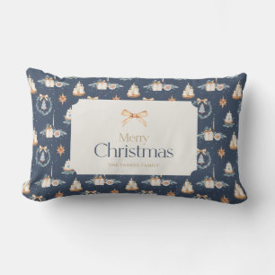 Personalized Navy Blue Christmas Throw Pillow