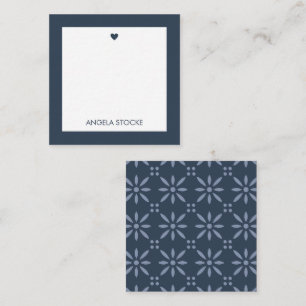 Personalized Navy Blue Retro Flower Card