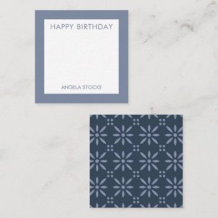 Personalized Navy Blue Retro Flower Card