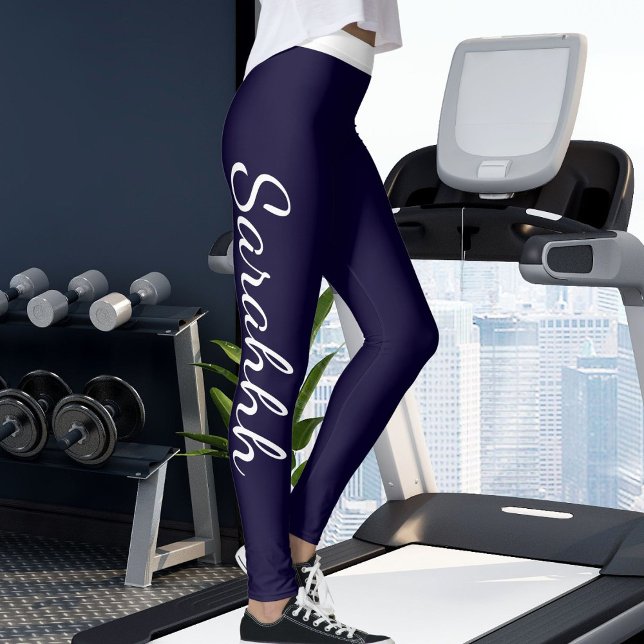 Personalized Navy Blue White Stripes Custom Made Leggings (Creator Uploaded)