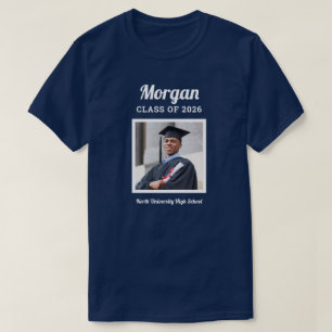 Personalized Navy Class of 2023 Graduation Photo T-Shirt
