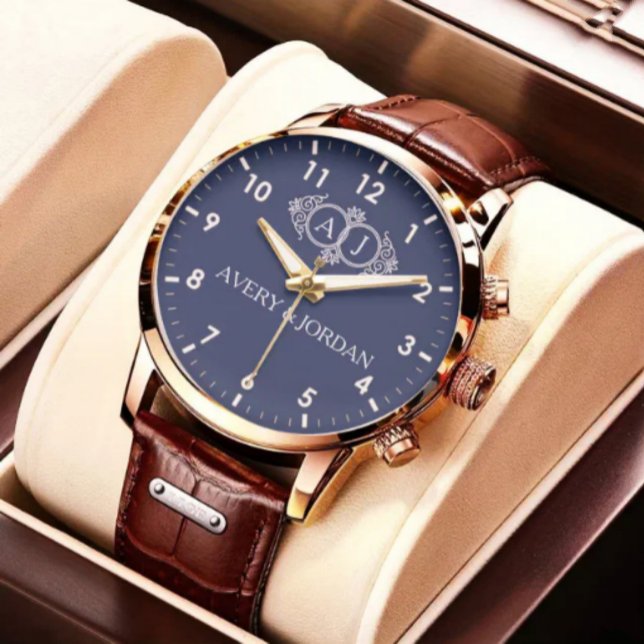 Personalized Navy Dial  Elegant Custom Gift Watch (Creator Uploaded)