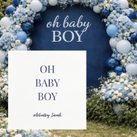 Personalized Navy Oh Baby Boy Shower Napkins