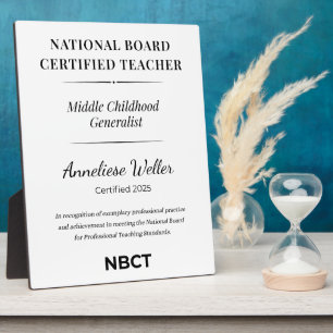 Personalized NBCT Middle childhood generalist  Plaque