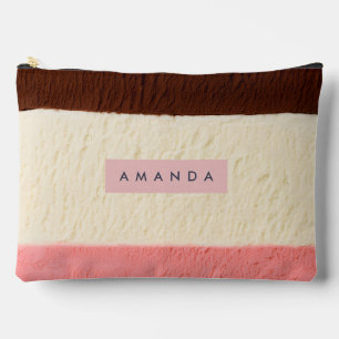 Personalized Neapolitan Ice Cream Stripe Accessory Pouch