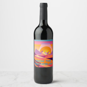 PERSONALIZED NEO GEO SUNSET LANDSCAPE WINE LABEL