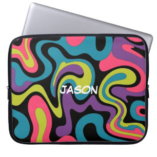 Personalized Neon Abstract Pattern — Retro Design Laptop Sleeve