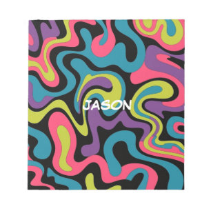 Personalized Neon Abstract Pattern — Retro Design Notepad