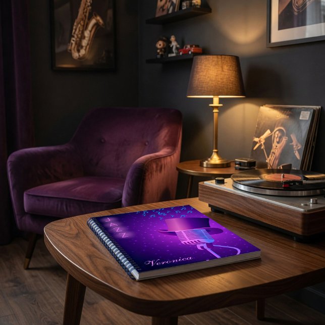 Personalized Neon Jazz Music Spiral Notebook (Creator Uploaded)