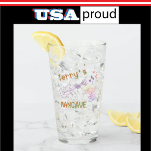 Personalized Neon Mancave 🍺 Faux Tavern Club  Glass