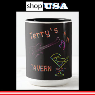 Personalized Neon Mancave Mug 🍺 Faux Tavern Club