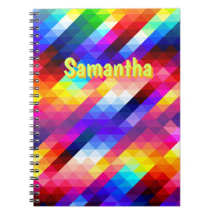 Personalized Neon Notebook   Abstract Rainbow 
