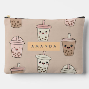 Personalized Neutral Cute Milky Bubble Tea Accessory Pouch