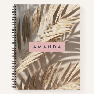 Personalized Neutral Palm Shadows Tropical Notebook