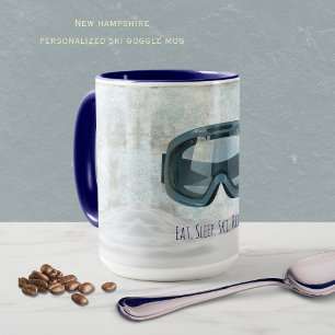 Personalized New Hampshire Ski Eat Sleep Ski Mug