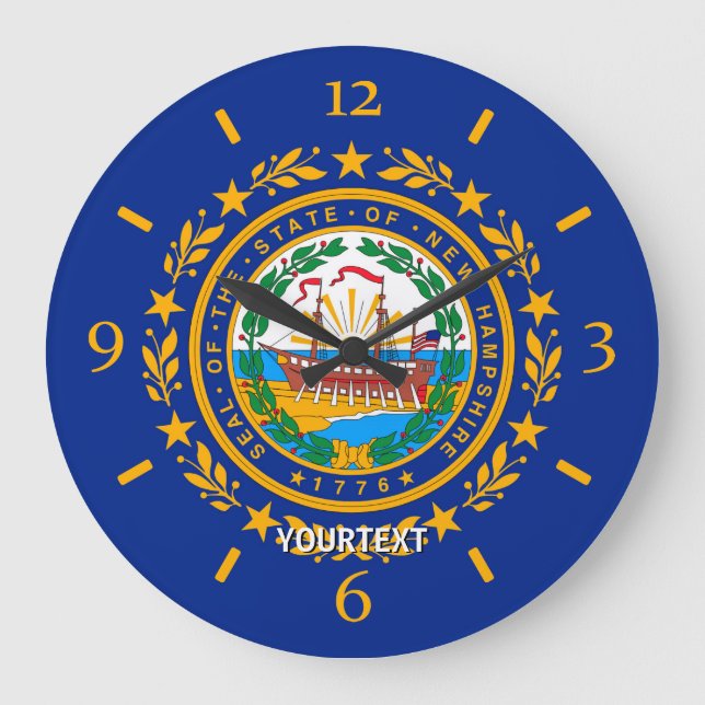 Personalized New Hampshire State Flag Design on a Large Clock (Front)