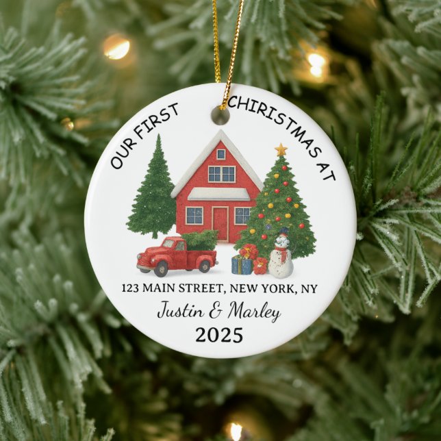 Personalized New Home Ornament Custom Address Keep (Tree)
