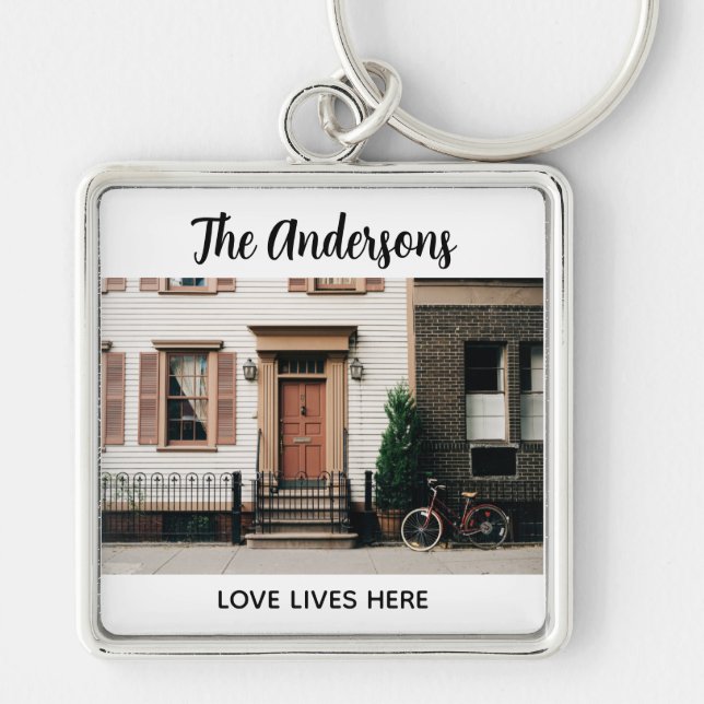 Personalized New Home Photo Key Ring (Front)