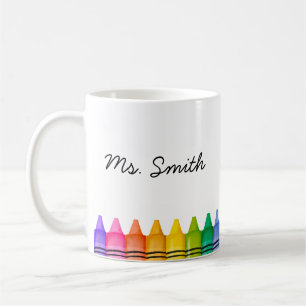 Personalized New Teacher Gift Name Crayon Mug