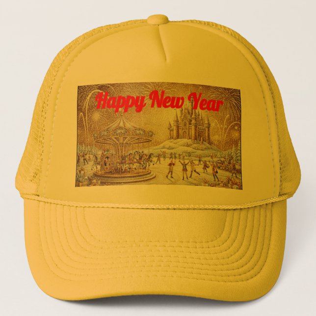Personalized New Year Holiday gold Yellow Hat (Front)