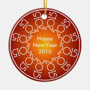 Personalized New Year's 2015 Design Ceramic Tree Decoration