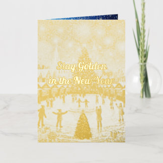 Personalized New Year's greetings in gold Foil Holiday Card