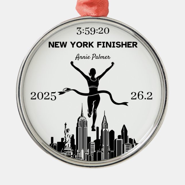 Personalized New York Marathon Finisher Ornament (Front)