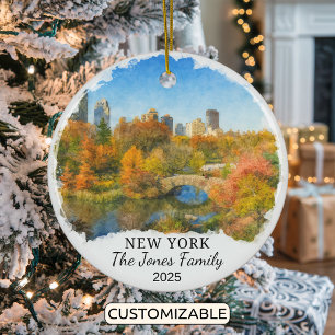 Personalized New York Ornament, Central Park Ceramic Tree Decoration