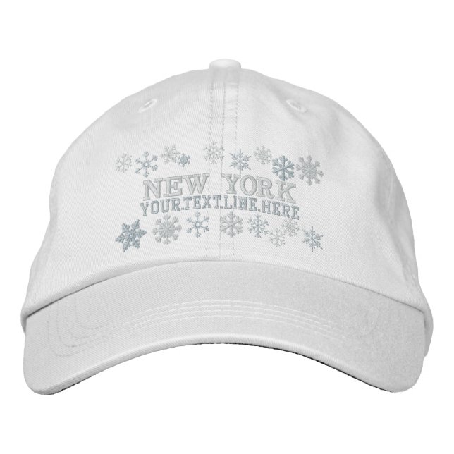 Personalized New York Winter Snowflakes Embroidered Hat (Front)
