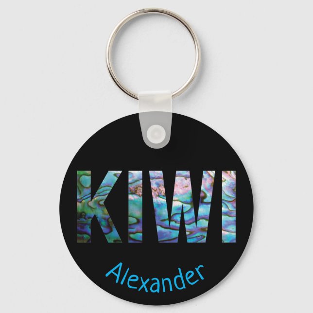 PERSONALIZED NEW ZEALAND KIWI PAUA KEY RING (Front)