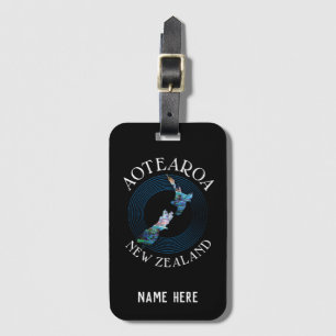 PERSONALIZED NEW ZEALAND MAP PAUA LUGGAGE TAG