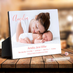 Personalized Newborn Photo Gift Tabletop Plaque
