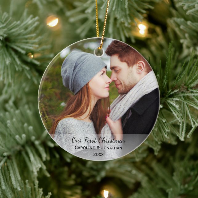 Personalized Newlywed Photo Our First Christmas Ceramic Tree Decoration (Tree)