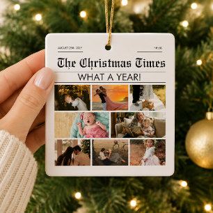 Personalized Newspaper Photo College What A Year Metal Tree Decoration