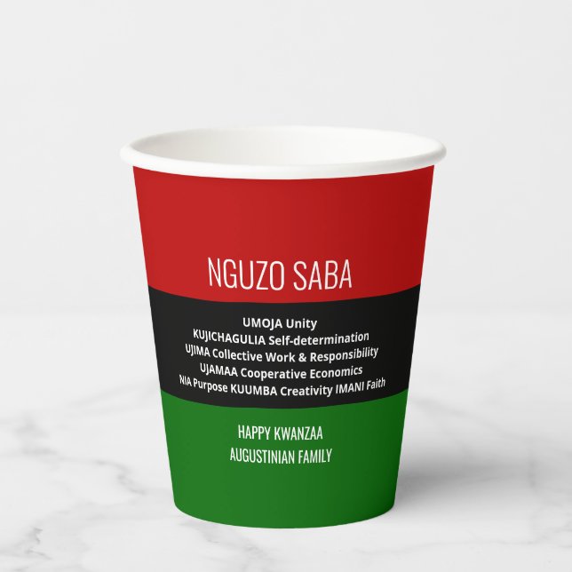 Personalized NGUZO SABA Happy Kwanzaa Paper Cups (Front)