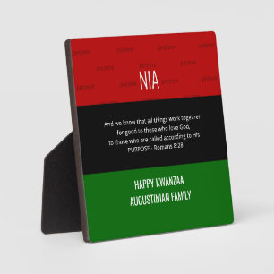 Personalized NIA Romans 8 28 Happy Kwanzaa Plaque