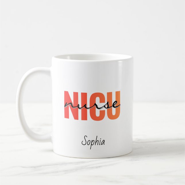 Personalized NICU Nurse Bold Typography Coffee Mug (Left)