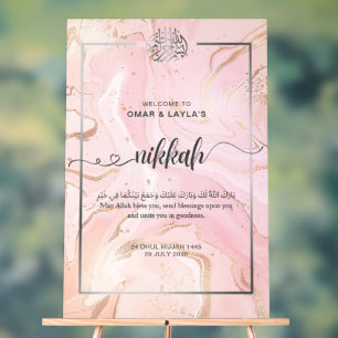 Personalized Nikkah Welcome Acrylic Sign - Rose