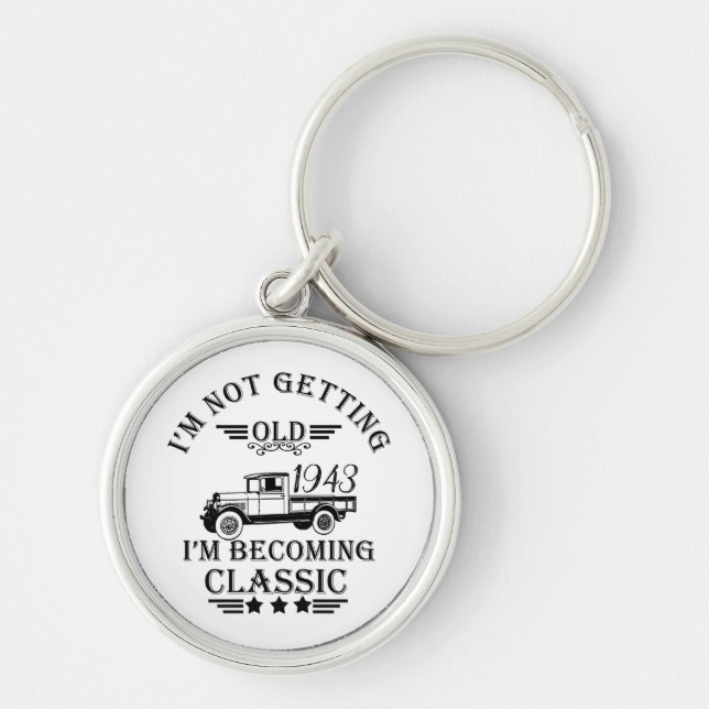 Personalized ninety vintage 90th birthday party key ring (Front)