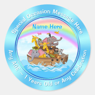 Personalized, Noah's Ark Stickers, Sizes, Shapes Classic Round Sticker