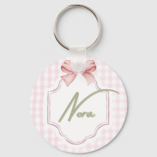 Personalized Nora Baby Girl Nursery Bow&Gingham  Key Ring