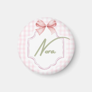Personalized Nora Baby Girl Nursery Bow&Gingham  Magnet