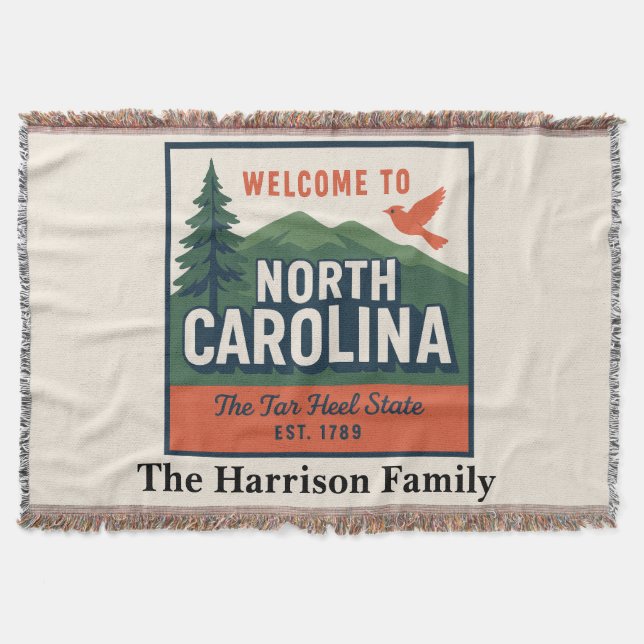 Personalized North Carolina Throw Blanket (Front)